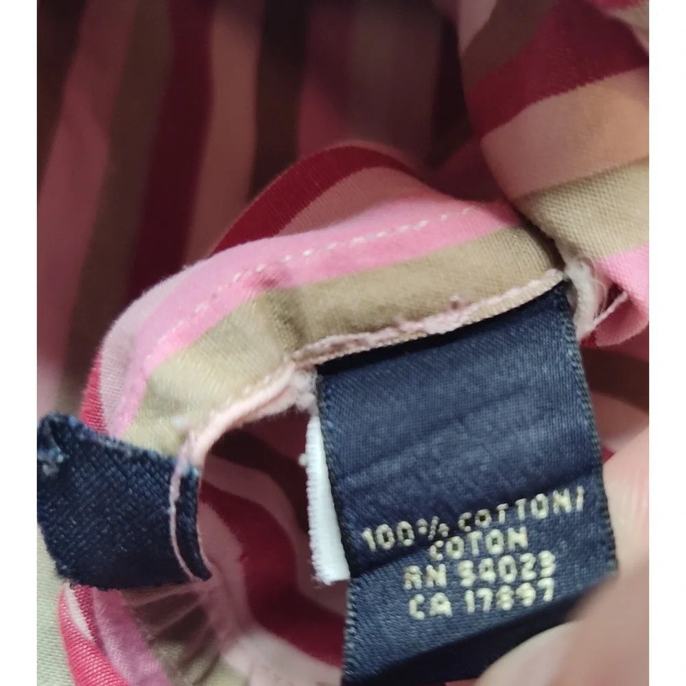 BANANA REPUBLIC Men Large Pink Striped‎ Cotton Flip Cuff Button Shirt